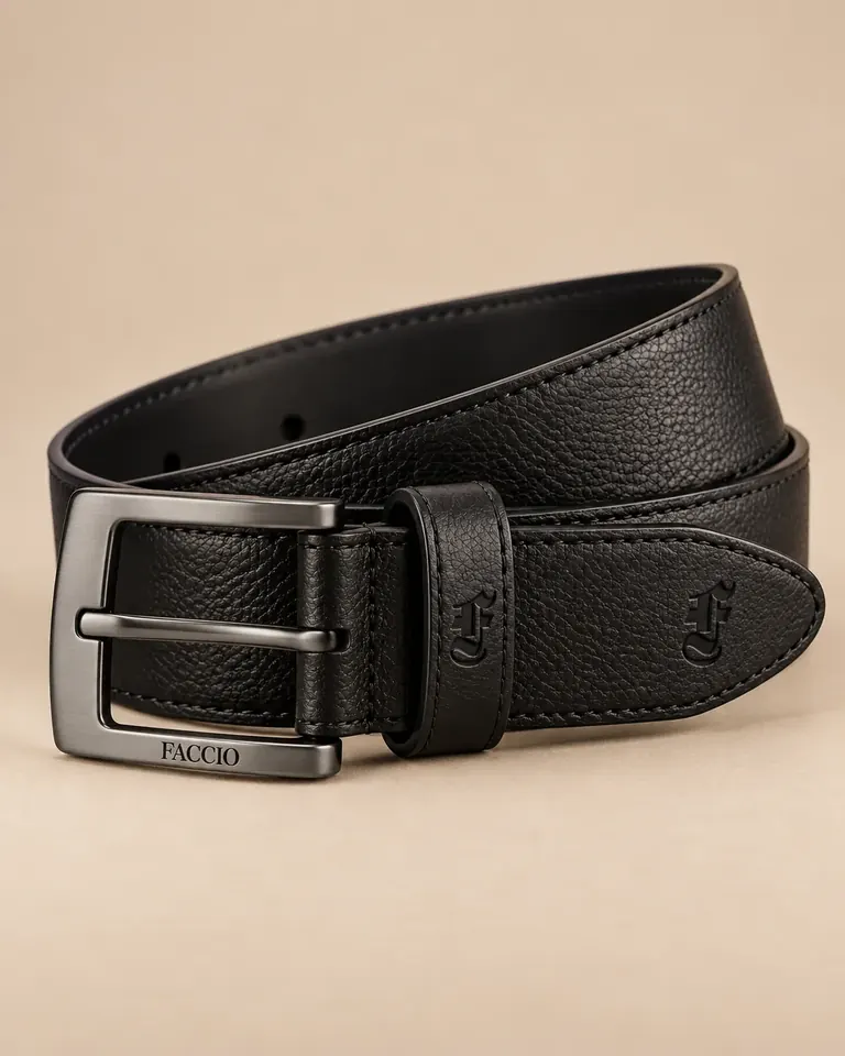 Faccio Men's Pebbled Leather Belt